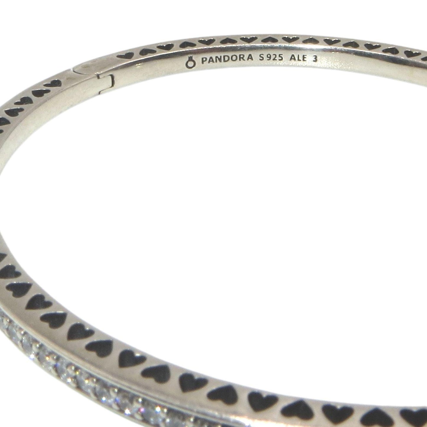 PANDORA 590537EN23 Radiant Hearts Clear CZ and Sterling Silver Hinged Bangle Multiple Sizes - Charming Jilly