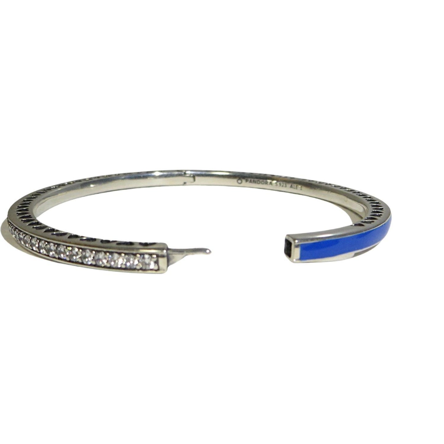 PANDORA 590537EN131 Radiant Hearts Air Blue Enamel and Blue CZ Hinged Bangle Bracelet Multiple Sizes - Charming Jilly