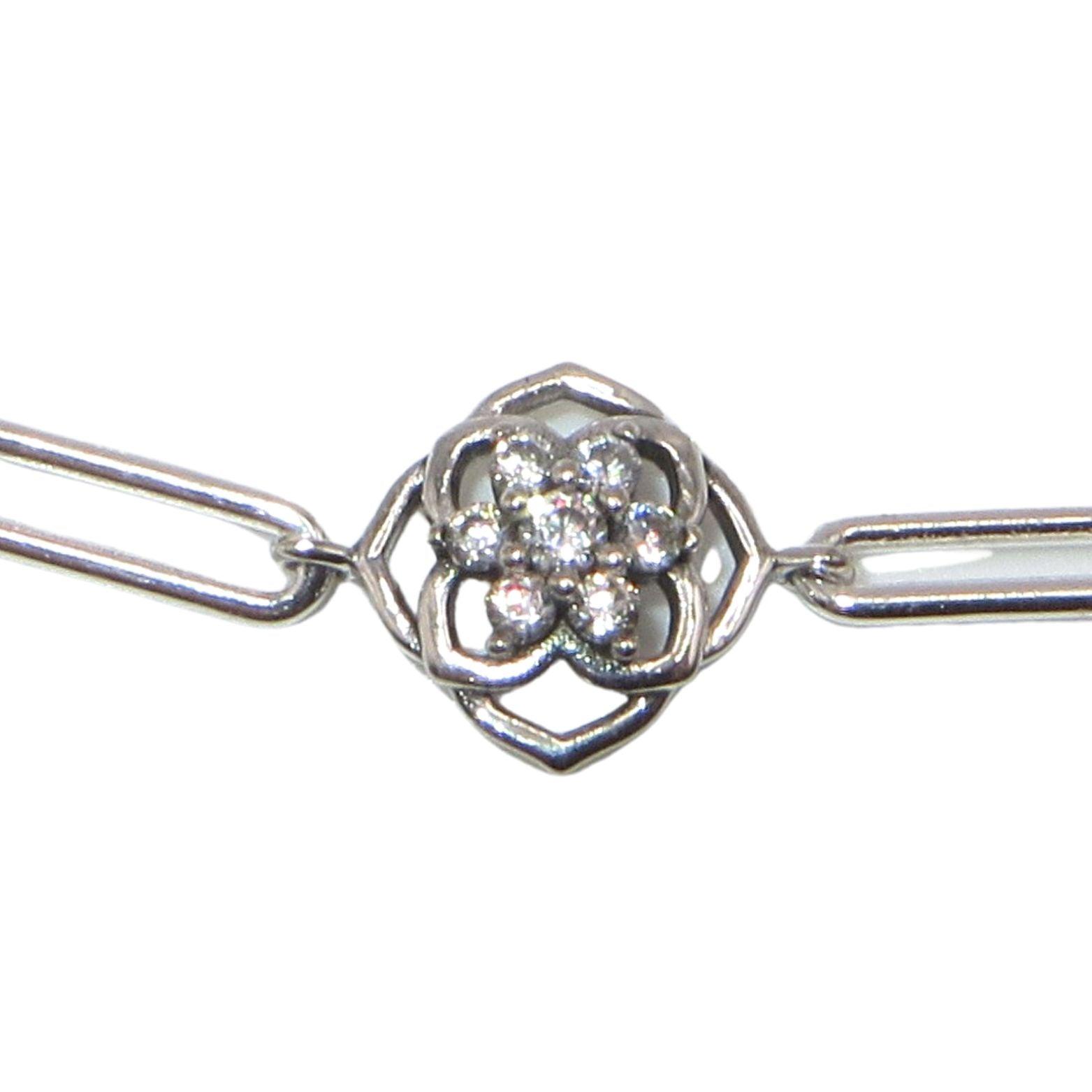 PANDORA 599409C01 Rose Petals Links Size 7.1 Sterling and Clear CZs Bracelet