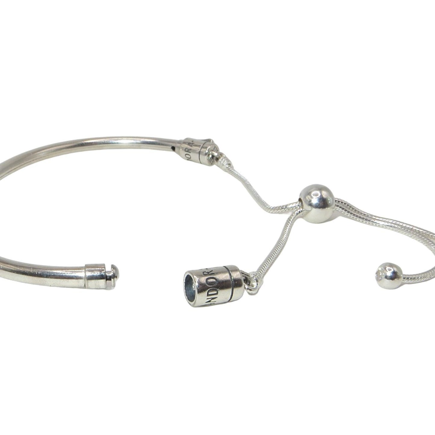 PANDORA 597953CZ Moments Adjustable Bolo Sliding Clasp Size Large Sterling Charm Bangle Bracelet