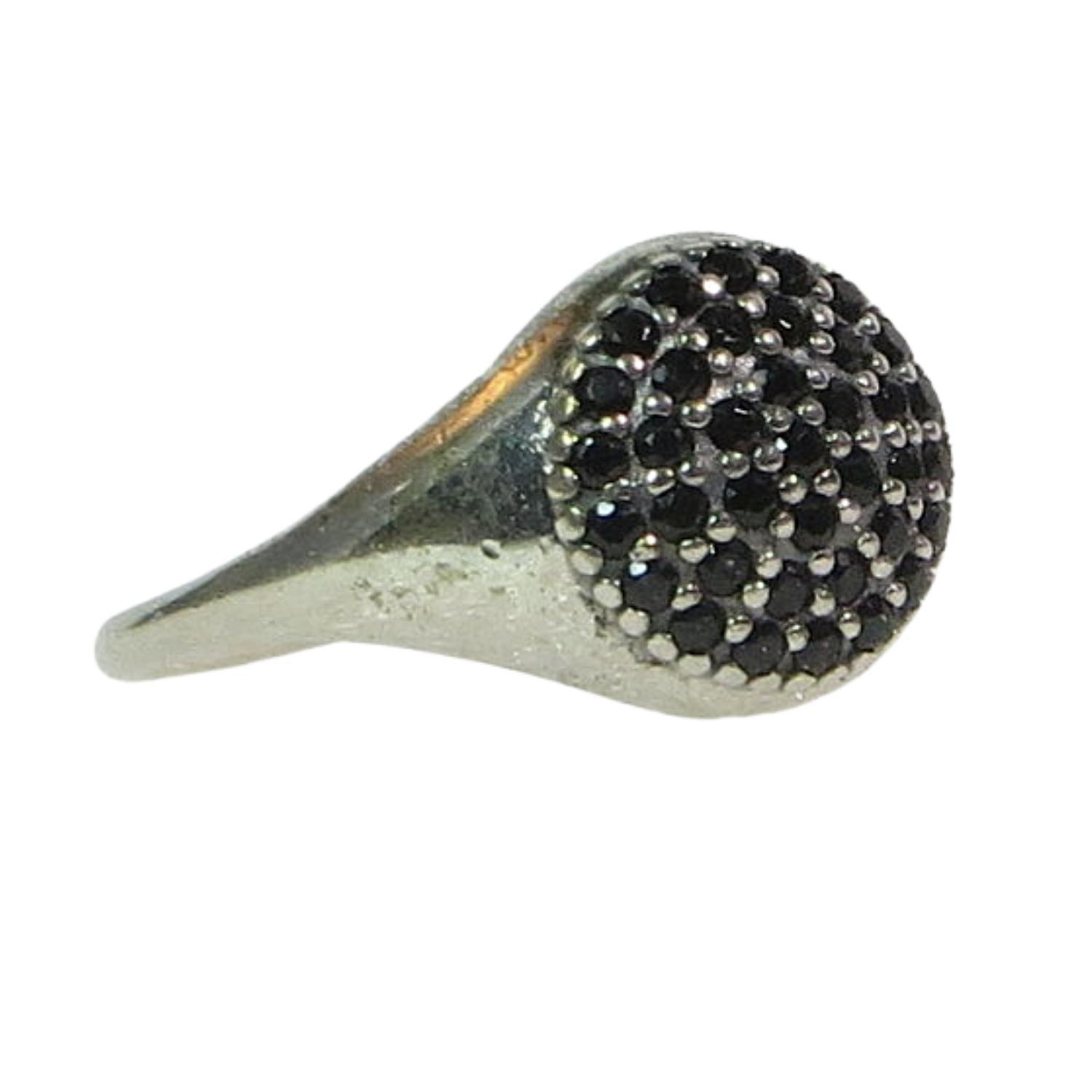 Pandora Pave Black Sterling Silver and Black CZ Ring 190888NCK.  A circle of pave black CZs tops a smooth sterling band.