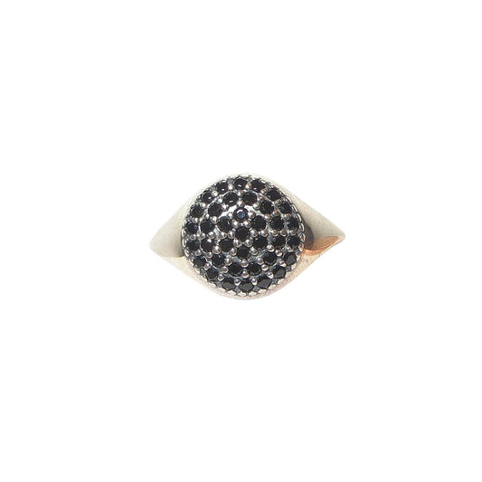 Pandora Pave Black Sterling Silver and Black CZ Ring 190888NCK.  A circle of pave black CZs tops a smooth sterling band.