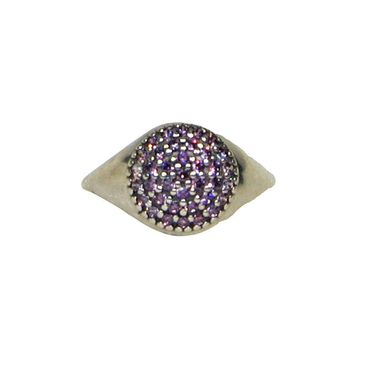 Pandora PAVE PURPLE Sterling Silver and Purple CZ Ring 1908887CFP.  A circle of purple pave CZs on a smooth, thin sterling band. 