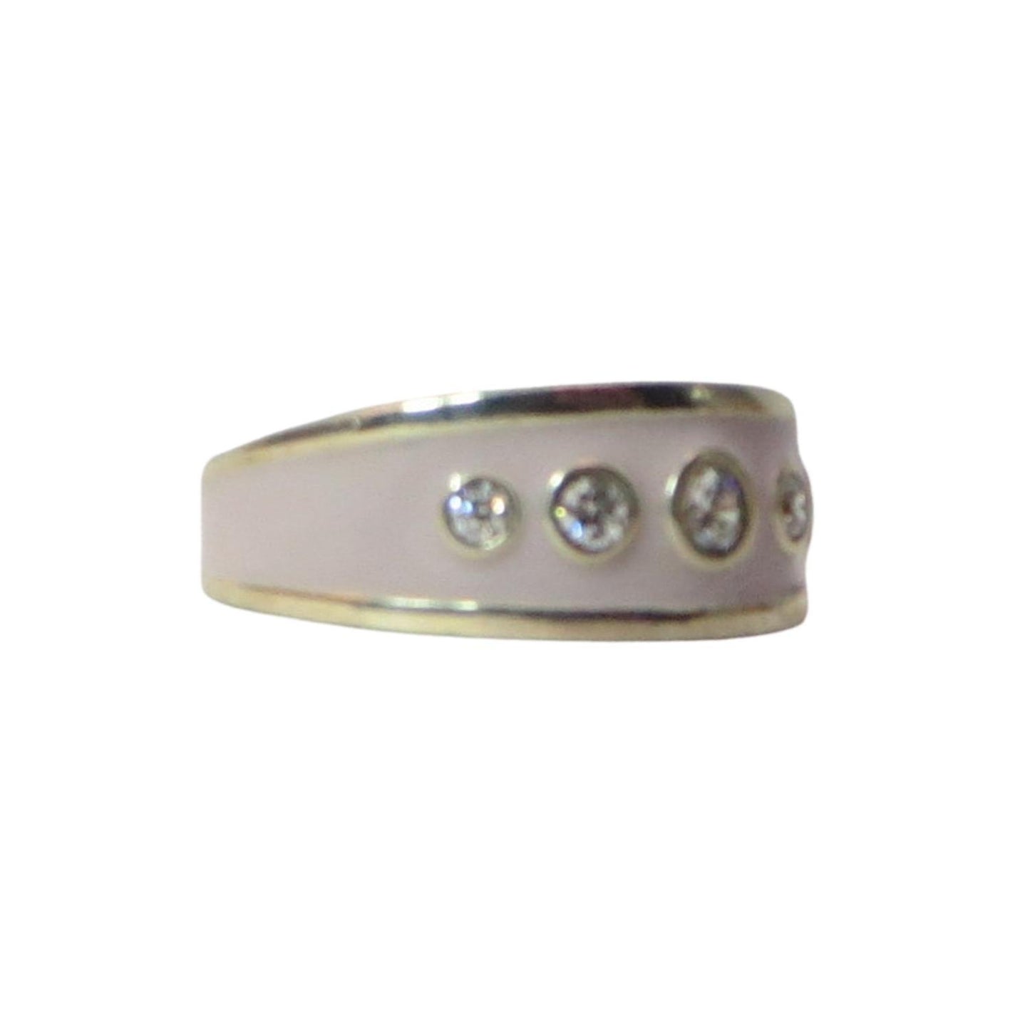 Pandora 190153EN11 PROMISE LAVENDER Sterling Silver and Lavender Enamel Ring.  A medium width band in light lavender enamel dotted with clear CZs.