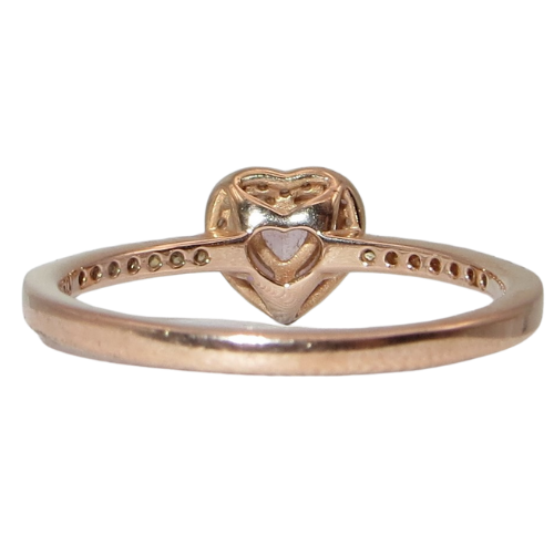 PANDORA 188421C01 Sparkling Elevated Pink CZ Size 9.5 Heart Rose Gold Woman's Ring