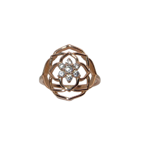 PANDORA 189412C01  Rose Petal Size 8 Rose Gold and Clear CZ Woman's Ring