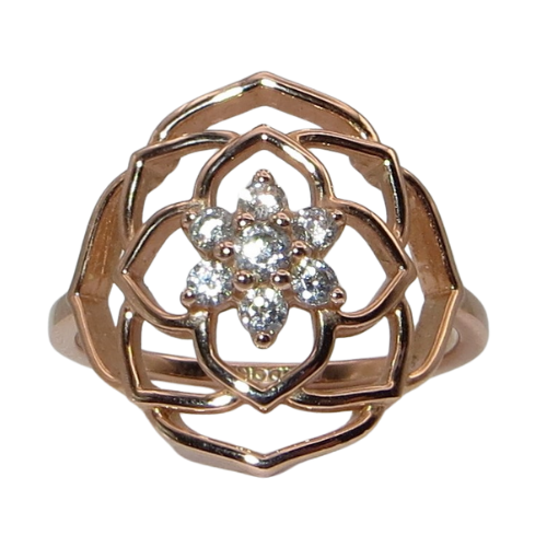 PANDORA 189412C01  Rose Petal Size 8 Rose Gold and Clear CZ Woman's Ring